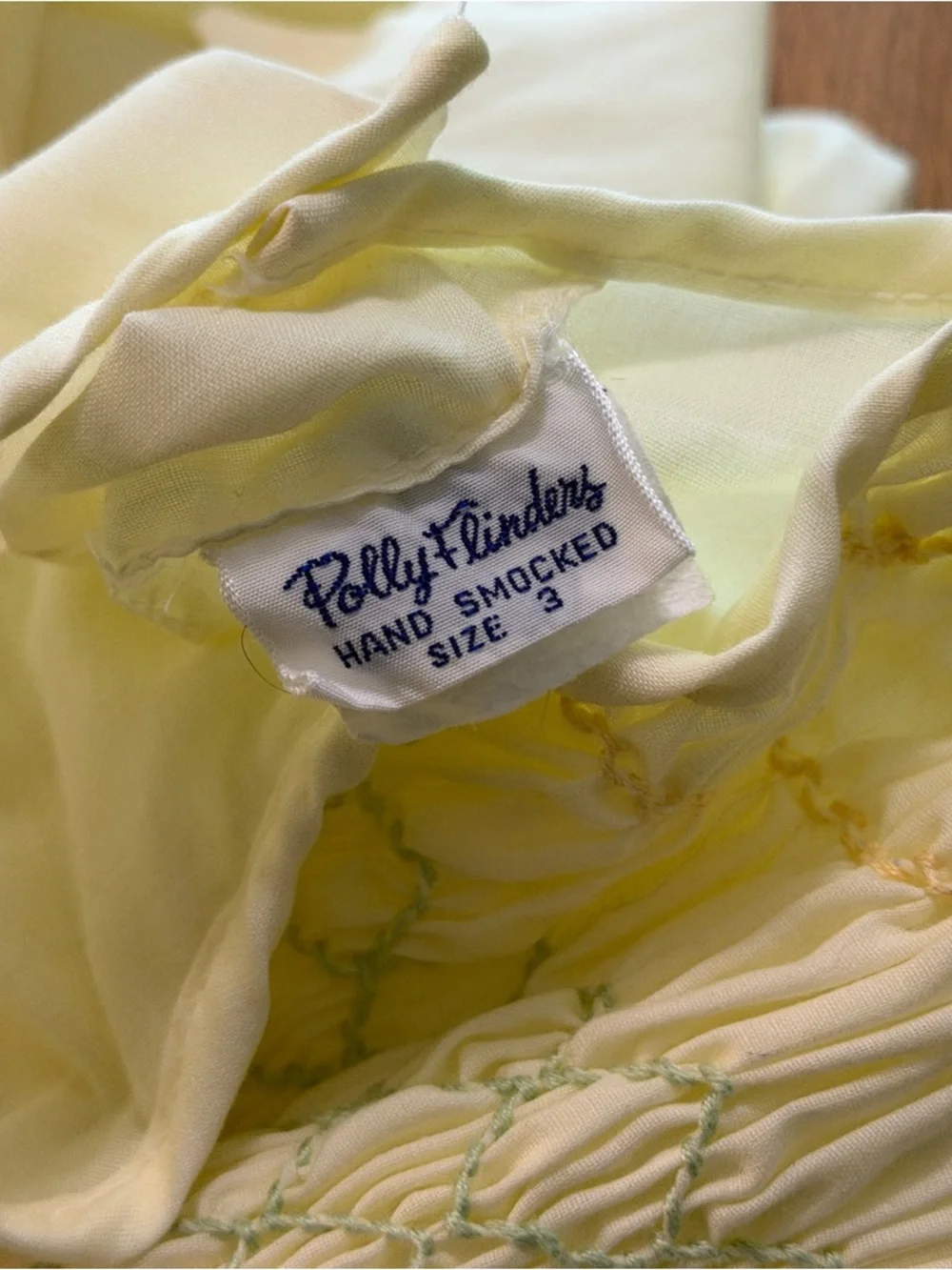 Vintage Polly Flinders 3T Yellow Hand Smocked Dress